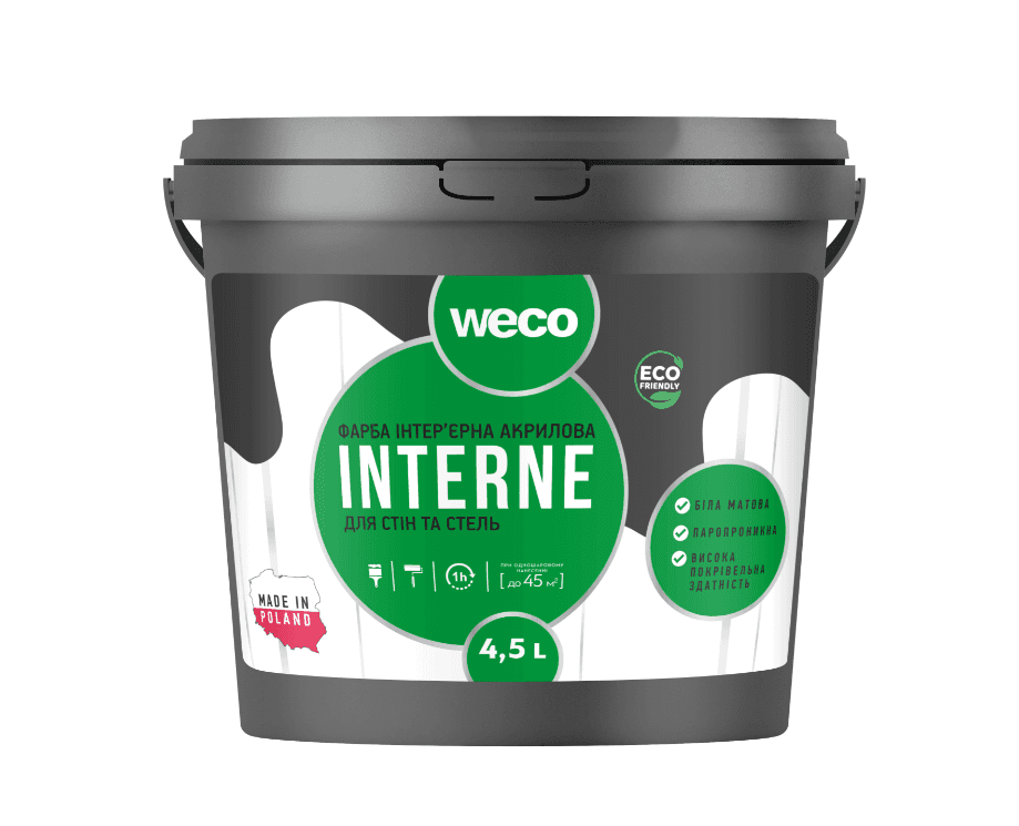 Фарба іньер'єрна акрилова "INTERNE" WECO 4,5 л