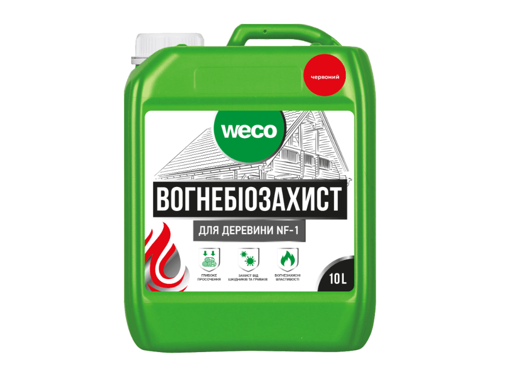 Вогнебіозахист NF-1 для деревини 10л Червоний