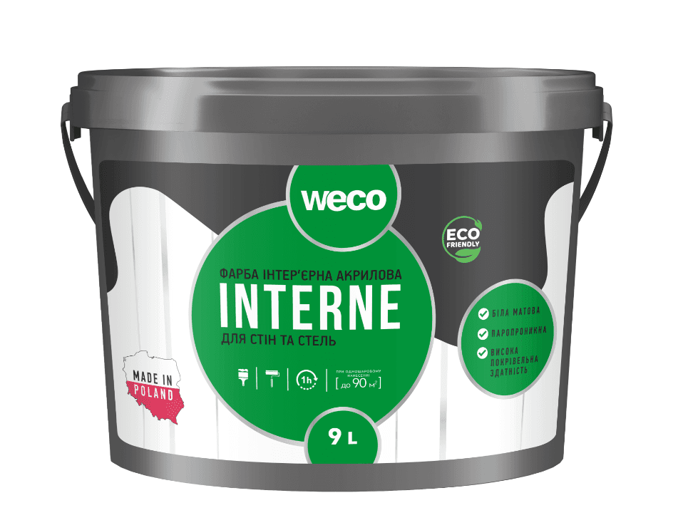 Фарба іньер'єрна акрилова "INTERNE" WECO 9л